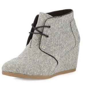 Toms Desert Wedge Metallic Linen Bootie Size 10